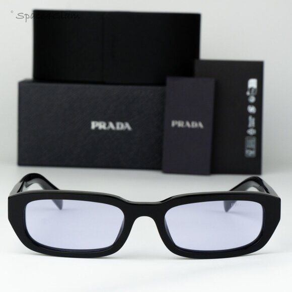 Prada Men Sunglasses Black Violet Rectangle PRB06S 16K40J NEW AUTHENTIC - Picture 1 of 9